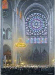 : Interieur De Notredame De
Paris Pendant La Messesolennelle Pour Les Societes De Sauvetage by Jules Flandrin