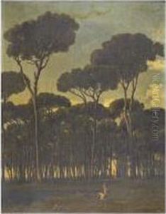 Deux Jeunes Filles Cueillant Des Fleurs Dans Un Paysage Classique by Paul Flandrin
