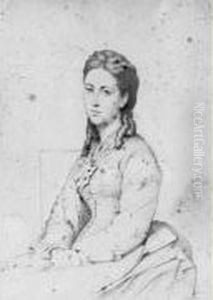 Portrait De Femme Assise Tournee Vers La Gauche by Paul Flandrin
