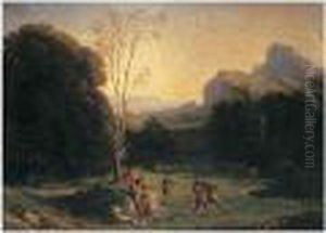 Paysage, Lutte Des Bergers by Paul Flandrin