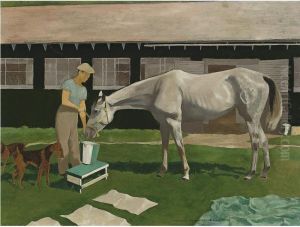 Adile (grey Mare At Belmont Park) by Vaughn Flannery