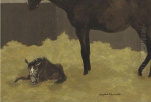 The Mahmoud Filly, Judy O'grady With Snow Goose At Foot by Vaughn Flannery