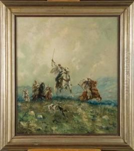 Scene De Chasse En Afrique Du Nord by Gustave Flasschoen