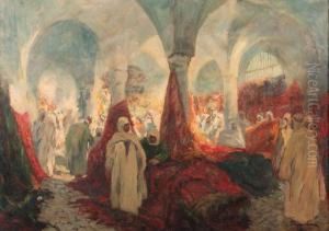 An Oriental Bazaar by Gustave Flasschoen