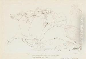 Not Unobserv'd They Pass'd The God Of Light (pope's Iliad) C.1794 by John Flaxman