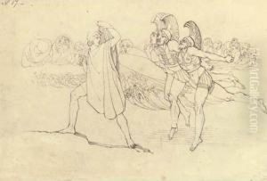Illustration To Homer's Odyssey: Odysseus Terrified By The Ghosts
