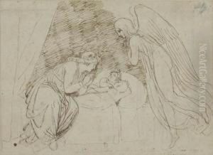 A Lady Upon Parting Commending Her Two Children To The Guardianangel by John Flaxman