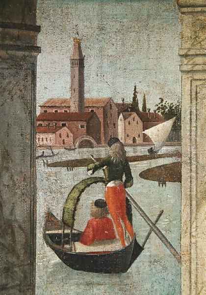The Arrival of the English Ambassadors, from the St. Ursula Cycle, detail of a gondola, 1490-96 by Vittore Carpaccio