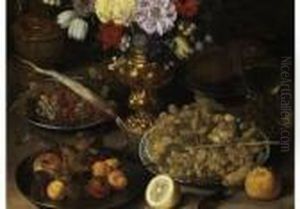 Stillleben Mit Blumenstrauss Und Obst by Georg Flegel