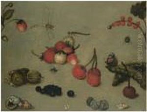A Still Life With Fraises De
Bois, Sea-shells, Coins, Cherries,dragonflies And Other Insects by Georg Flegel