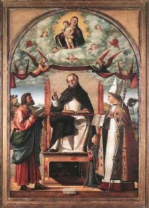 St Thomas in Glory between St Mark and St Louis of Toulouse 1507 by Vittore Carpaccio