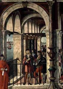 The Arrival of the English Ambassadors, detail, from the St. Ursula cycle, 1498 (detail) by Vittore Carpaccio