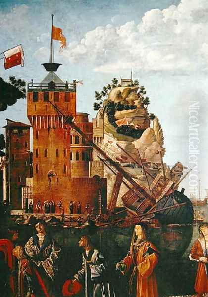 The Meeting and Departure of the Suitors, detail from the Meeting of Etherius and Ursula and the Departure of the Pilgrims, from the St. Ursula Cycle, 1498 - view 1