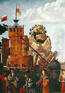 The Meeting and Departure of the Suitors, detail from the Meeting of Etherius and Ursula and the Departure of the Pilgrims, from the St. Ursula Cycle, 1498 by Vittore Carpaccio