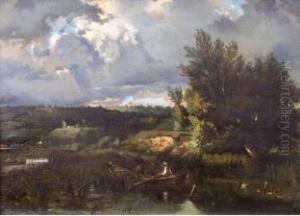 Chasseurs Dans Un Paysage Vallone. by Camille Flers