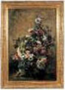 Bouquet De Fleurs Sur Un Fond Dore by Camille Flers
