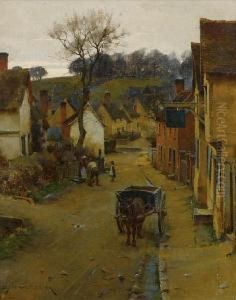 A Village Street by William Teulon Blandford Fletcher