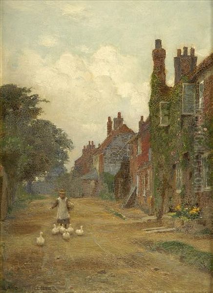 Winchelsea, Sussex, A Young Girl With Geese - view 1