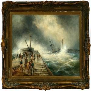A Habour Entrance In A Heavy Storm by Edwin Fletcher