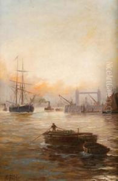 Shipping On Thethames With Tower Bridge In Distance - view 1