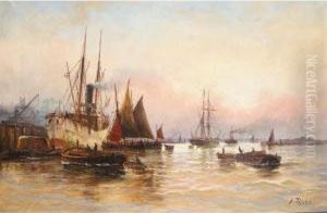 Shipping On The Thames by Edwin Fletcher