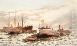 Shipping On The Thames In London by Edwin Fletcher