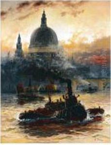 The Thames At Blackfriars by Edwin Fletcher