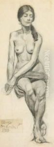 Seated Nude by Albert Francois Fleury