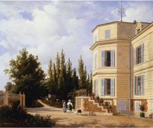 Young Women And A Girl In Front Of A House Young Women And A Girl In Front Of A House