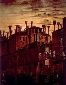 Wooden Rialto Bridge, from the Miracle of the Relic of the True Cross, 1494 2 by Vittore Carpaccio