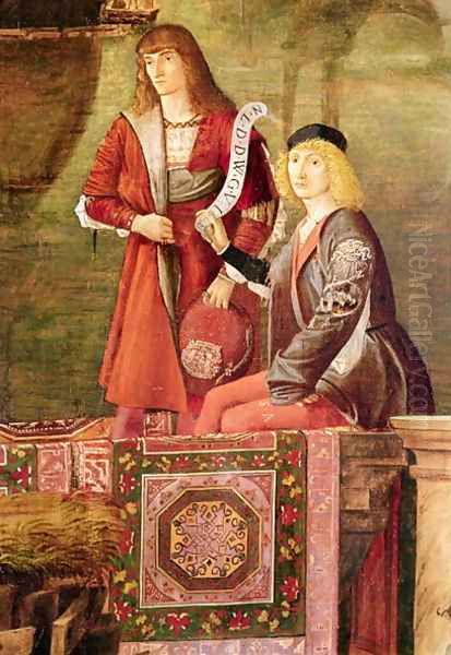 The Meeting of Etherius and Ursula and the Departure of the Pilgrims, from the St. Ursula Cycle (detail of two men from the centre) 1495 - view 1