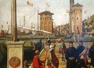 The Return of the Ambassadors, from the St. Ursula Cycle, 1490-94 (detail)