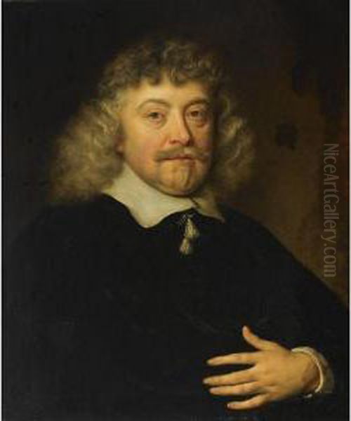 Portrait Of Joseph Coymans
(1591-after 1660), Bust Length, Wearing A Black Costume With A White
Flat Collar - view 1