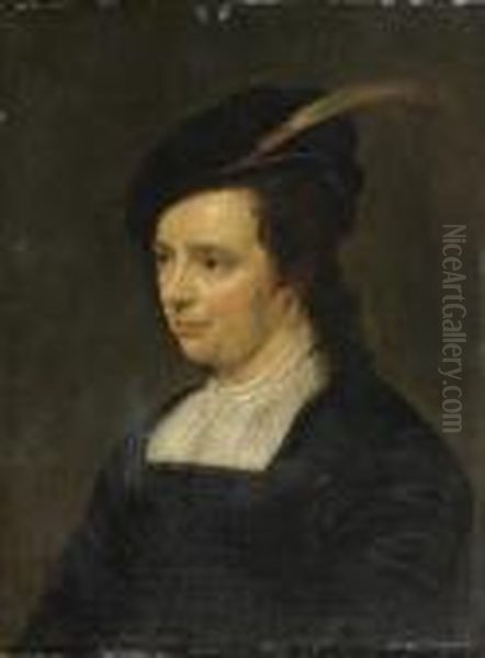 Portrait De Jeune Femme Au Chapeau A Plume - view 1