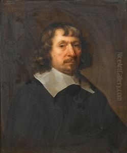 Portrait Of A Gentleman, Half-length, In Black Costume With A White Lawn Collar