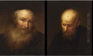 A Portrait Of A Bearded Man Wearing A Hat;
 A Portrait Of An Elderly Bearded Man by Govert Teunisz. Flinck