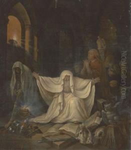 A Gothic Interior With A Necromancer