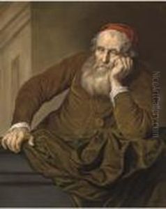Portrait Of An Old Man, Half-length, Wearing A Red Hat by Govert Teunisz. Flinck