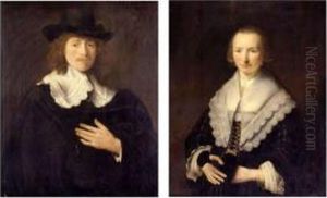 Portrait Of A Gentleman And Portrait Of A Lady: A Pair Of Paintings by Govert Teunisz. Flinck