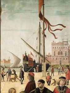 The Arrival of the English Ambassadors at the Court of Brittany, from the Legend of Saint Ursula (detail by Vittore Carpaccio
