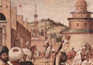 Baptism of infidels by St. George, detail 3 by Vittore Carpaccio