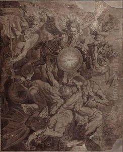 Michael Besiegt Die Bosen Engel by Frans Floris