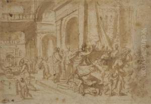 Jesus Chassant Les Marchands Du Temple (recto); Elements Architecturaux (verso)
