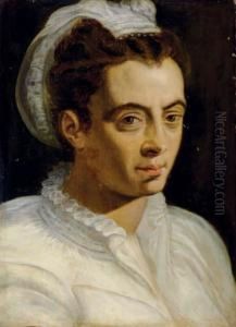 Portrait Of A Woman In A White Chemise And Headdress