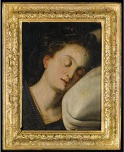 The Head Of A Sleeping Woman by Frans Floris