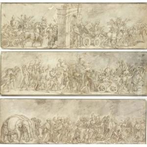 Three Scenes Of Triumphal Processions by Frans Floris