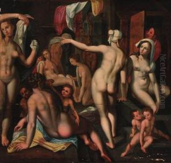 Maidens And Children Bathing - view 1