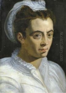 Portrait Of A Lady, Bust-length, In A White Dress