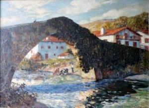 Halte Du Bouvier Au Pont De Baigory by Louis Floutier