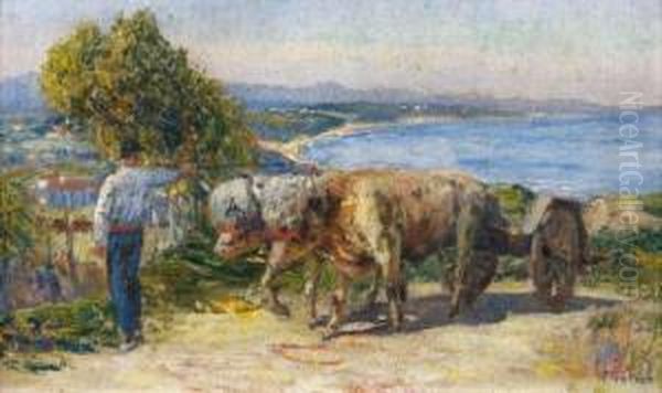 Le Paysan Et Ses Boeufs Sur La Cote Basque - view 1